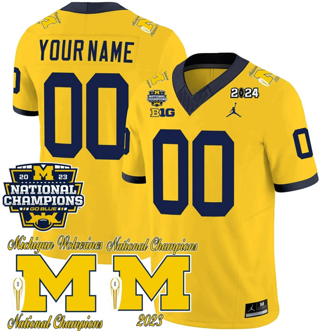 Men's Michigan Wolverines ACTIVE PLAYER Custom Yellow F.U.S.E. CFP 2023 National Champions Patch Vapor Stitched Football Jersey Men's Michigan Wolverines ACTIVE PLAYER Custom Yellow F.U.S.E. CFP 2023 National Champions Patch Vapor Stitched Football Jersey